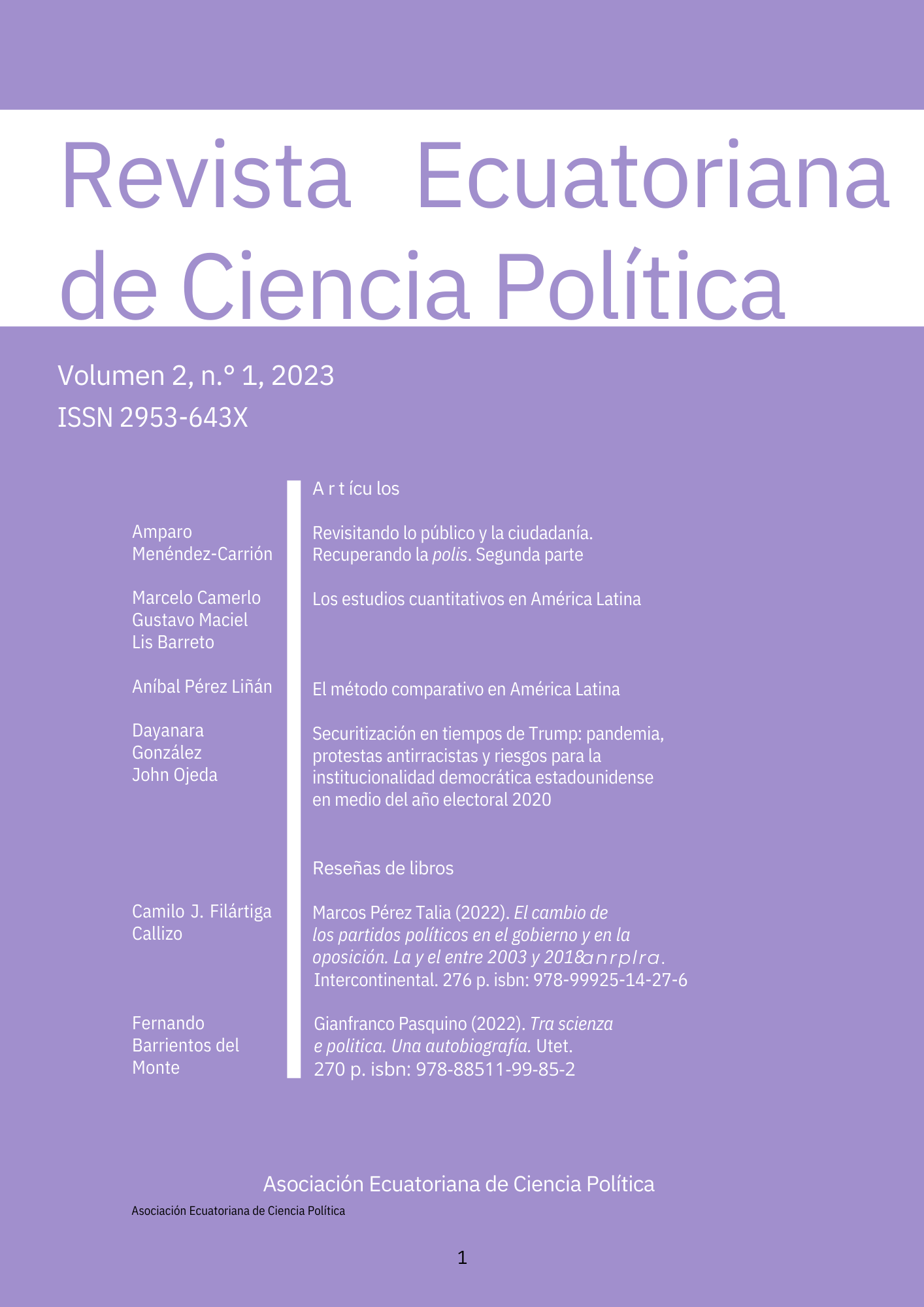 Revista Ecuatoriana de Ciencia Política. Volumen 2. No. 1